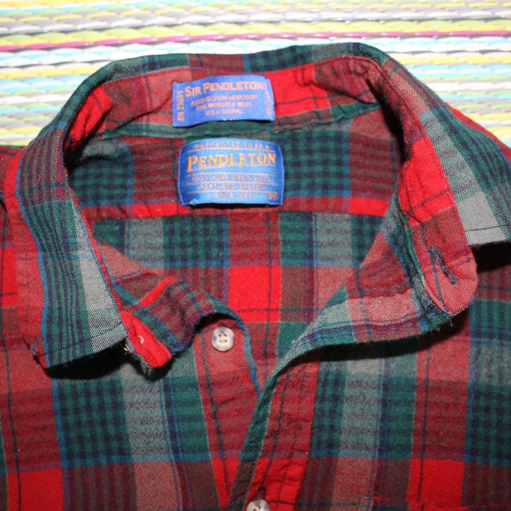 Plaid Sir Pendleton 100% Wool Button-Down Shirt - image 3
